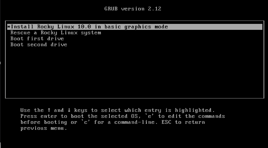 GRUB Troubleshooting Menu